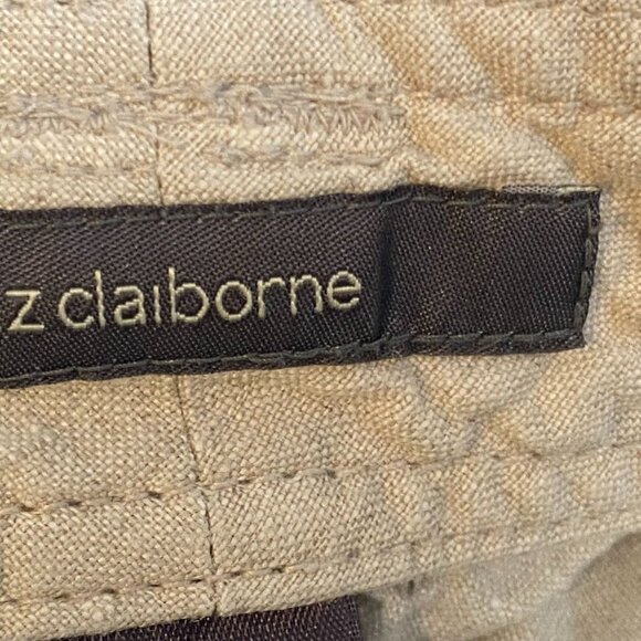 Liz Claiborne Women's Cargo Pants Size 16 Beige 100% Linen Casual Wide Leg Crop - Picture 3 of 16